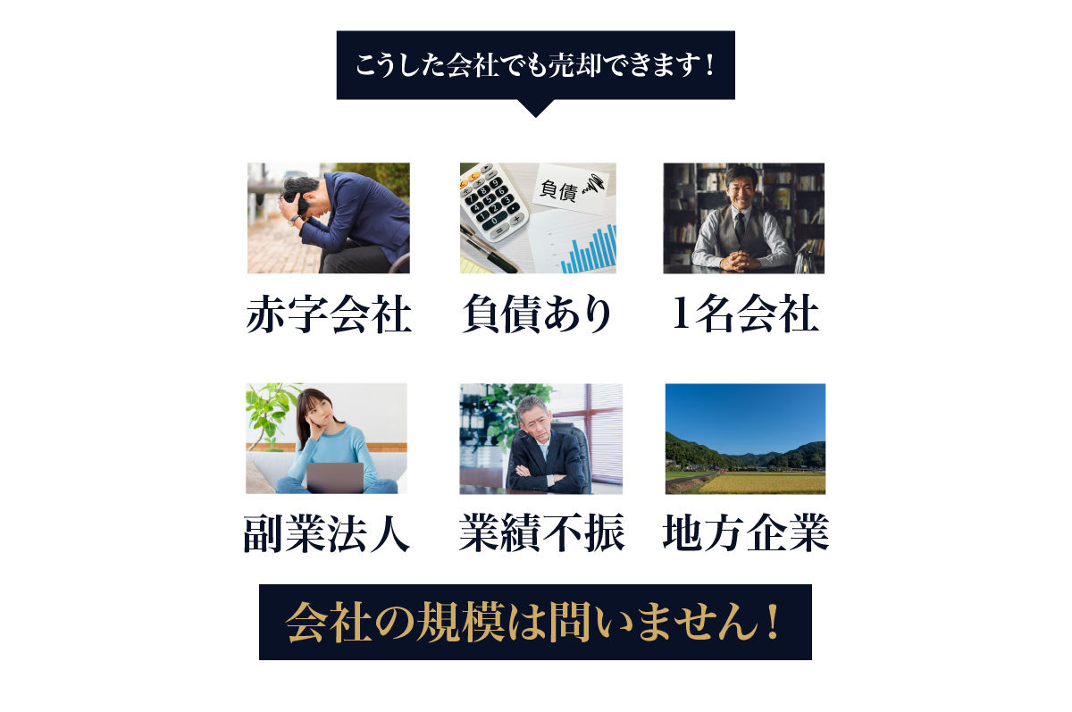 こうした会社でも売却できます！